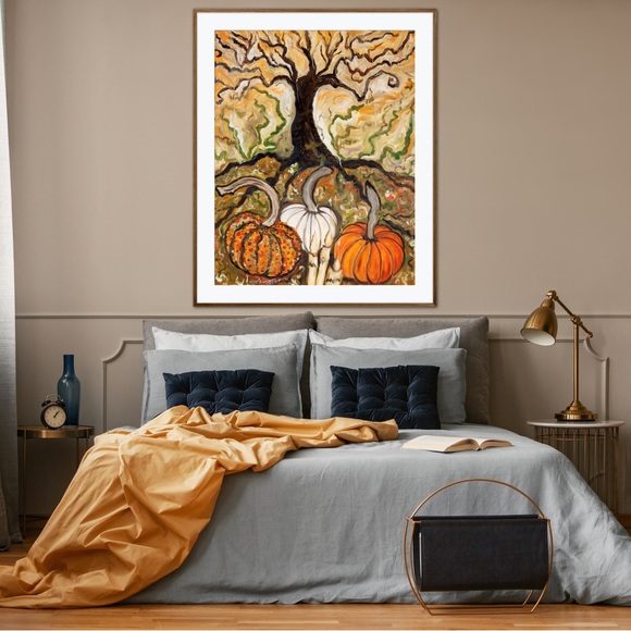 Pumpkin Patch Art Print Oil Painting Halloween gothic witchy autumn fall decor - Picture 3 of 10